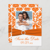 DRUCKBON Orange Damask Foto Save the Date (Vorne/Hinten)