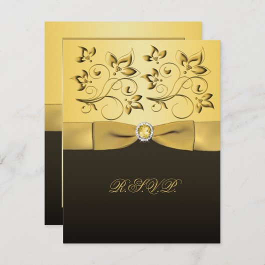 DRUCKBONschwarz, Gold RSVP-Karte RSVP Karte (Vorne/Hinten)