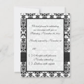 DRUCKBONschwarz, weißer Damast II RSVP-Karte RSVP Karte (Rückseite)
