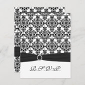 DRUCKBONschwarz, weißer Damast II RSVP-Karte RSVP Karte (Vorne/Hinten)