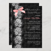 DRUCKBOW Black Floral Lace Brautparty Einladung (Vorne/Hinten)