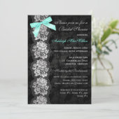 DRUCKBOW Black Floral Lace Brautparty Einladung (Stehend Vorderseite)