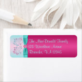 DRUCKBOW Pink, Aqua Floral Rücksendeadresse Etiket (Insitu)