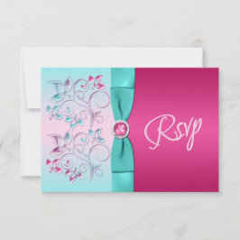 DRUCKBROT, Aqua Floral Repair Card RSVP Karte