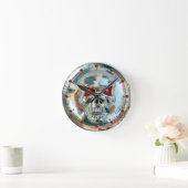 DRUCKchrom-SCHÄDEL rote karminrote Edelsteine Runde Wanduhr (Zuhause)