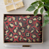 Druckdekus aus Rot- und Goldleopard Seidenpapier (Geschenk)