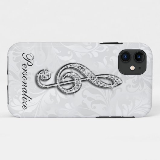 Druckdiamant-Musiknote-Blumendamast Case-Mate iPhone Hülle (Rückseite (Horizontal))