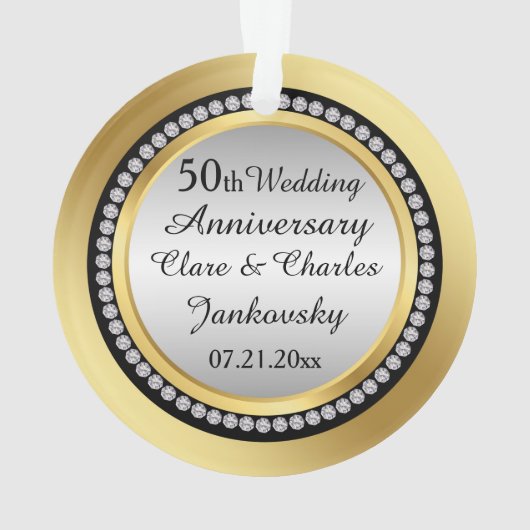 Druckdiamanten 50. Hochzeitstag-Verzierung Ornament (Rückseite)