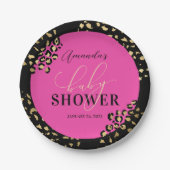 Druckdusche aus rosa Leopard Pappteller (Vorderseite)