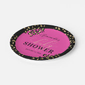 Druckdusche aus rosa Leopard Pappteller (Schrägansicht)