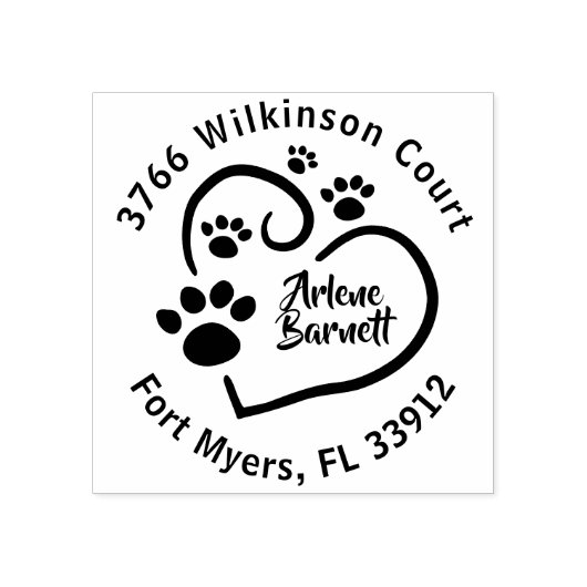 Drucke auf die Herz-Runde-Rücksendeadresse Gummistempel (Prägung)