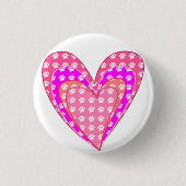 Drucke auf Hunde und rosa Herzen Button (Vorderseite)