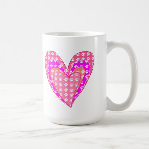 Drucke auf Hunde und rosa Herzen Kaffeetasse