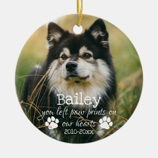 Drucke auf unseren Herz-Foto-Pet-Memorial Keramik Ornament (Vorne)