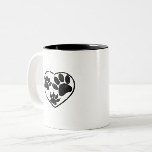 Drucke aus Gummi in Herz und Pet Zweifarbige Tasse (Vorderseite Links)