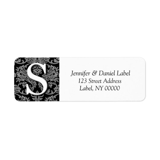 Drucke Damask Monogram S Address Labels (Vorne)