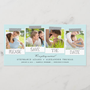 Drucke "Save The Date" Fotokarten - Blau Save The Date