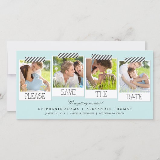 Drucke "Save The Date" Fotokarten - Blau Save The Date (Vorderseite)
