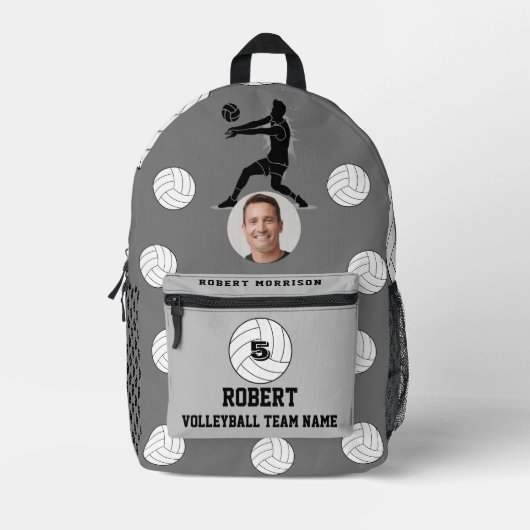 Drucke Schneiden Nähtaschen Volleyball grau Bedruckter Rucksack (Vorderseite)