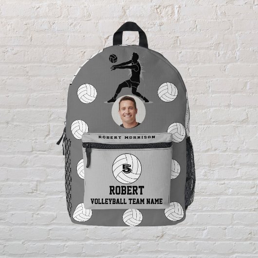 Drucke Schneiden Nähtaschen Volleyball grau Bedruckter Rucksack