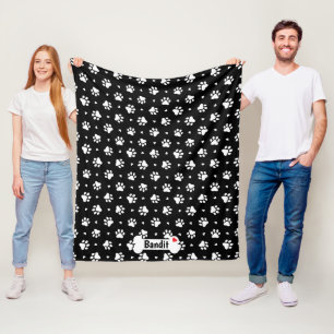 Drucke und Muster für schwarze und weiße Hunde Fleecedecke