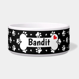 Drucke und Muster für schwarze und weiße Hunde Napf