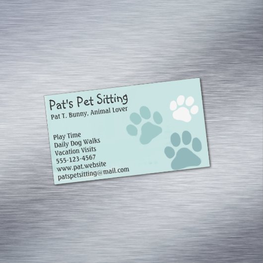 Drucke von Haustieren auf Aquamarinen Katzen- und  Magnetische Visitenkarte (Beispiel)