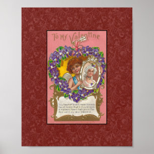 DRUCKEN 1900er VALENTINE POSTCARD Poster