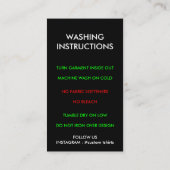 Drucken auf Anfrage Kleidung Waschanleitung Visitenkarte (Rückseite)