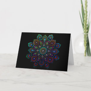 Drucken der handbemalten Mandala-Blankekarte Feiertagskarte