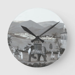 Drucken der indischen Kunst Runde Wanduhr