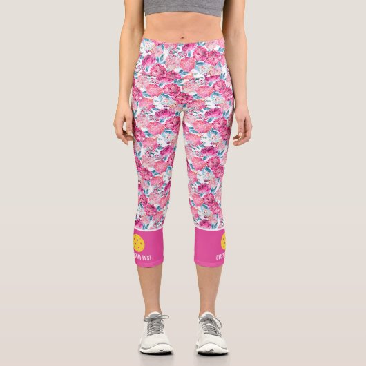 Drucken in Pickleball, benutzerdefinierter Text mi Capri Leggings (Vorderseite)