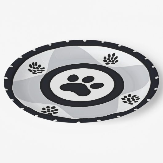 Drucken mit dekorativen Elementen Pappteller (Schrägansicht)