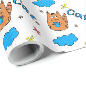 Drucken mit einer niedlichen Katze im Cartoon mit  Geschenkpapier (Rolleneckpunkt)