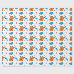 Drucken mit einer niedlichen Katze im Cartoon mit  Geschenkpapier