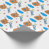 Drucken mit einer niedlichen Katze im Cartoon mit  Geschenkpapier (Ecke)