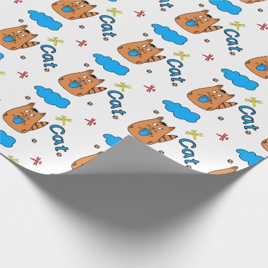 Drucken mit einer niedlichen Katze im Cartoon mit  Geschenkpapier (Ecke)