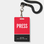 Drücken Sie das Abzeichen All Access Pass Red Blac Ausweis (Vorderseite mit Lanyard)