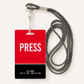 Drücken Sie das Abzeichen All Access Pass Red Blac Ausweis (Vorderseite mit Schlüsselband)