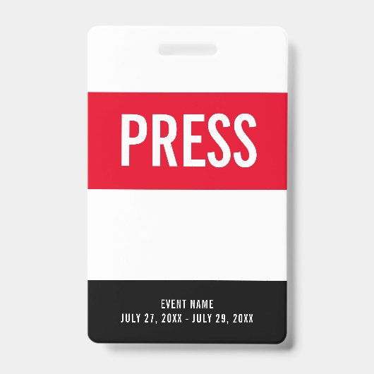 Drücken Sie das Abzeichen All Access Pass Red Whit Ausweis (Vorderseite)