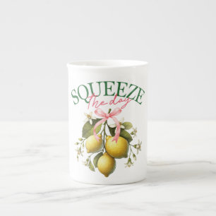 Drücken Sie den Tag Vintag Lemon Botanical Porzellantasse