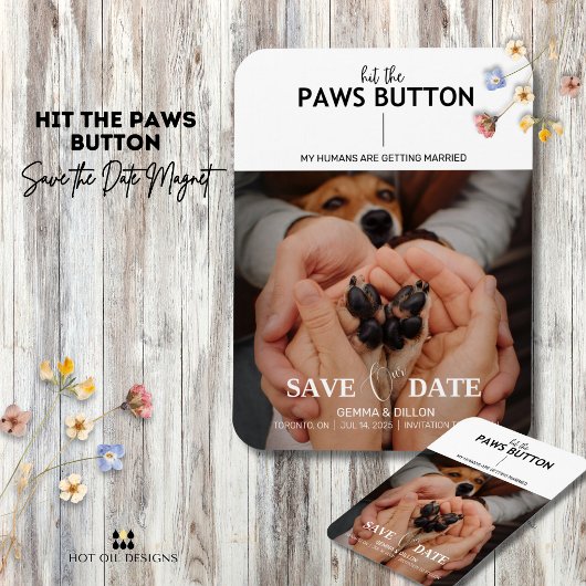 Drücken Sie die Schaltfläche Paws Save the Date Fl Magnet