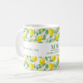 Drücken Sie die Tageslemonen-Monogramm Kaffeetasse (Vorderseite Links)