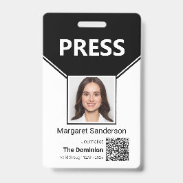 Drücken Sie ID mit Foto und QR Code Abzeichen. Ausweis