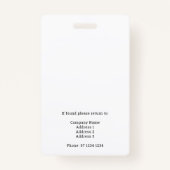 Drücken Sie ID mit Foto und QR Code Abzeichen. Ausweis (Rückseite)