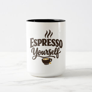 Drücken Sie sich in Espresso aus Zweifarbige Tasse