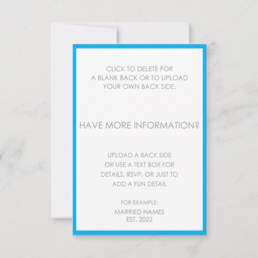 Drucken Sie sich selbst UAWG, Info oder Dankeschön RSVP Karte (Rückseite)