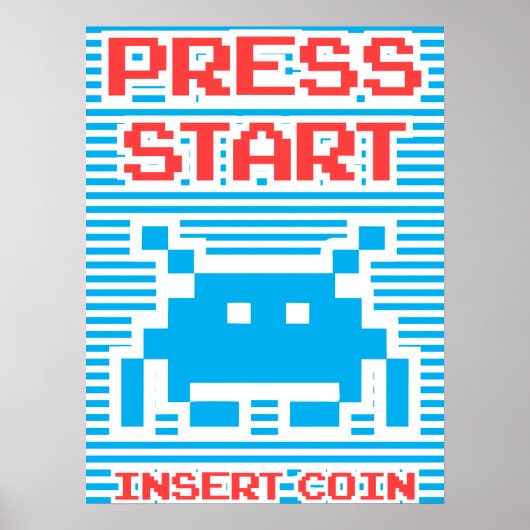 Drücken Sie Start, Münze einfügen, Arcade Game, bl Poster (Vorne)