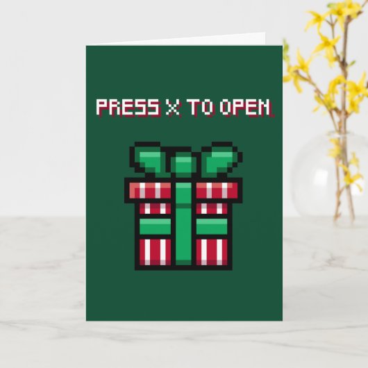 Drücken Sie X to Open - Video Game Pixel Christmas Karte (Gelbe Blume)