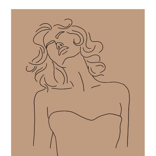 DRUCKEN VON FRAU LINE ART BLACK AND BEIGE WOHNGEST FOTODRUCK